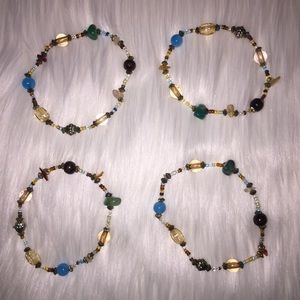 Multi color beaded bracelet set (4)